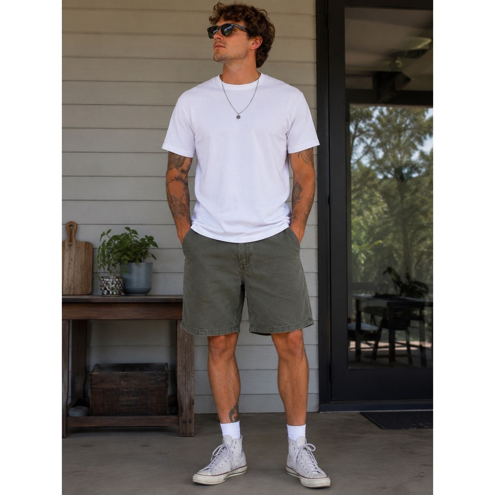 Carhartt Mens Relaxed Fit Canvas Work Shorts Olive Green Utility Pocket 42W